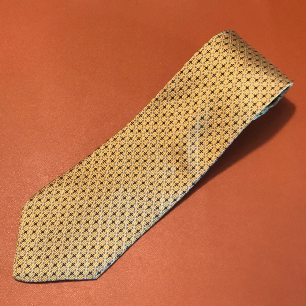 Elegant Yellow Patterned Men's Tie by Tom James